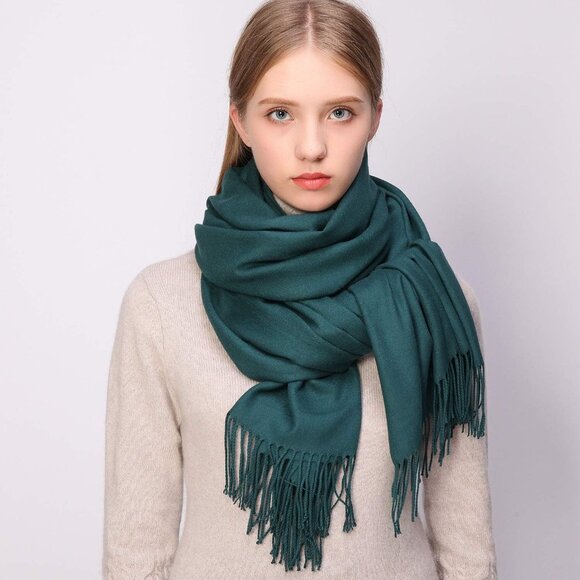 ⚡Women's Green Pashmina Shawls Evening Dress Bridesmaid Winter Warm Long Scarf - Picture 3 of 7